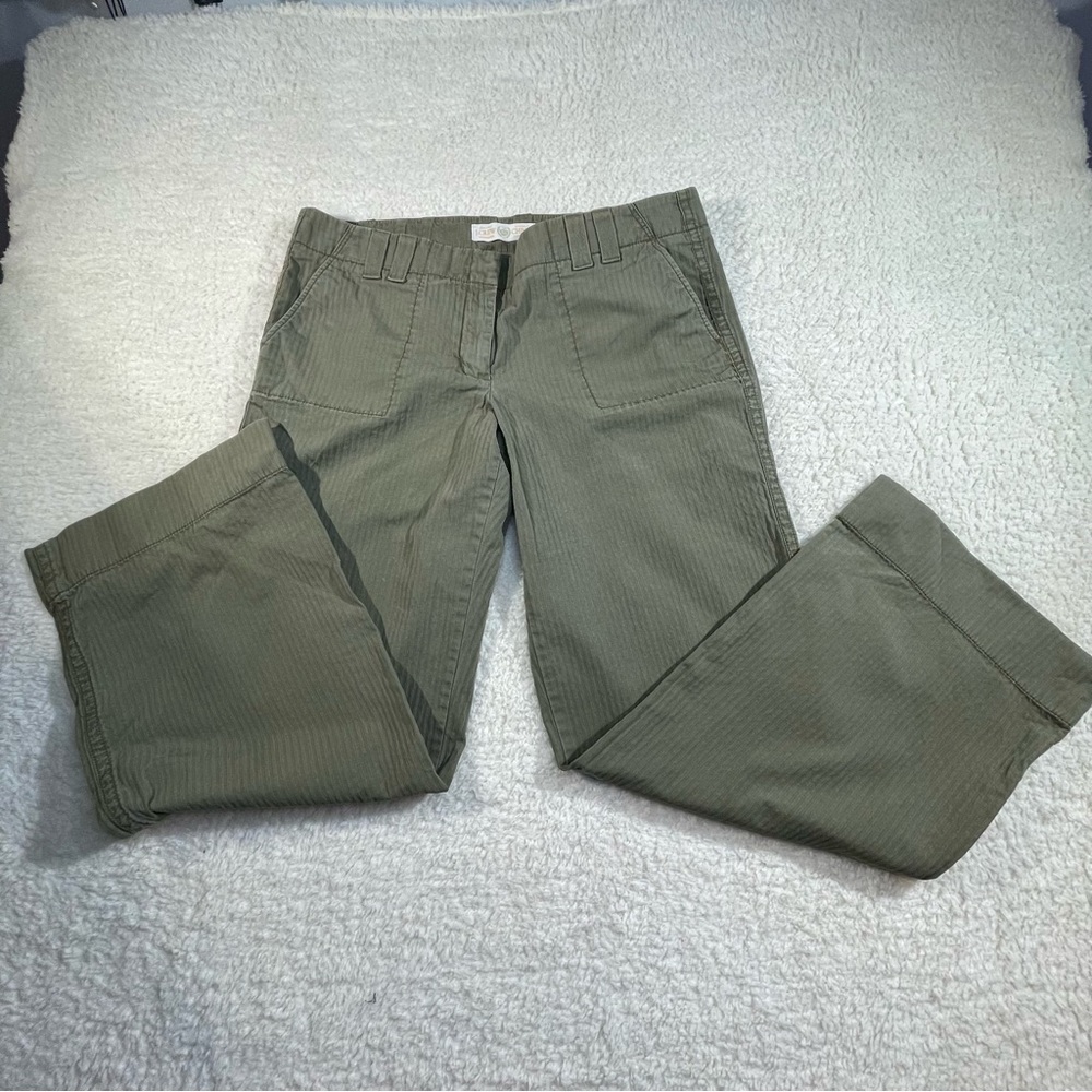 J.Crew Weathered Broken In Chino Pants Size 12 Olive Green Wide Leg utility 12
